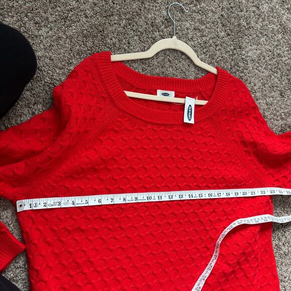 NWT Old Navy Honeycomb Crew Neck Sweater Sz XXL Red Holiday Cotton Blend - Picture 5 of 9